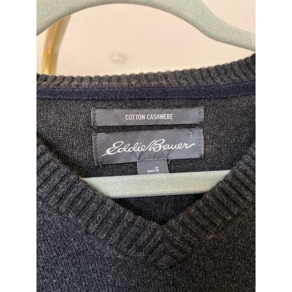 Eddie Bauer Cashmere Blend Sweater Classic Minimalist Grandpacore V Neck Cotton - Picture 5 of 8